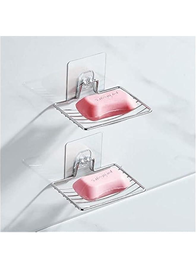 MOXO 2  Sturdy Soap Dish Holder  Self Adhesive Wall Mounted Soap Sponge Holder Stainless Steel Storage Saver Rack for Home Kitchen Bathroom Shower - Image 5