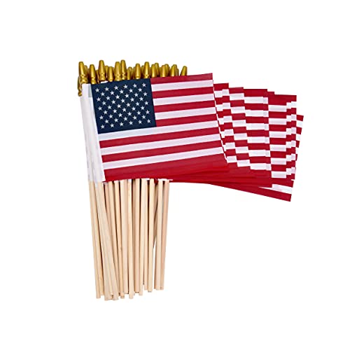 Uelfbaby 12 Pack Small American Flags on Stick Small US Flags/Mini American Flags for Outside 4x6 Inch American Hand Held Stick Flags with Kid-Safe Spear Top, Patriotic Veterans Day Decorations, 4th of July Decorations - Image 5