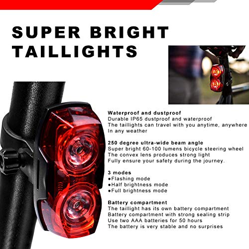 Bulfyss Combo of USB Rechargeable Bike Front Horn and Light 120 DB with Super Bright 250 Lumen Light and Raypal Dual LED Bicycle Rear Tail Light - Image 3
