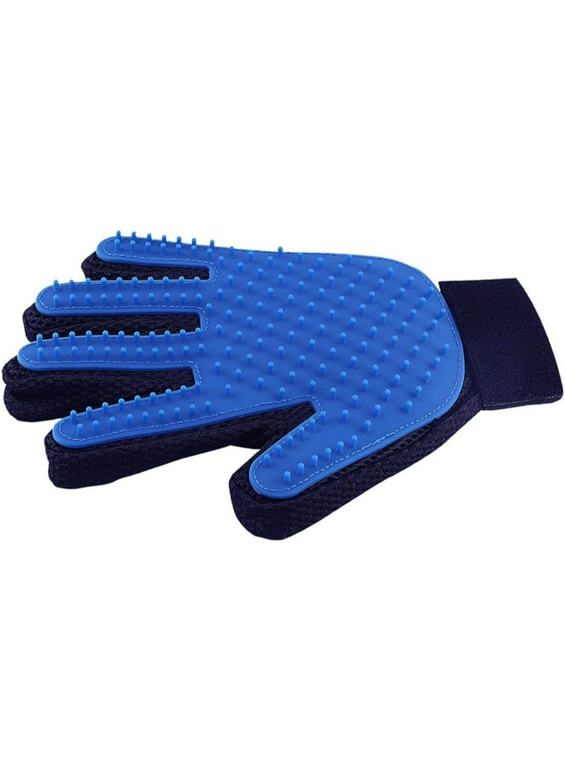 Pet Grooming Glove, Blue, Silicone Tips for Gentle Hair Removal and Massage