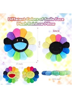 Generic Smile Face Plush Rainbow Pillow, Sunflower Indie Decor Plush Pillow Soft  Comfortable Flower Floor Pillow for Home Reading Bed Room Decoration (40CM, Black and White)  - Image 2