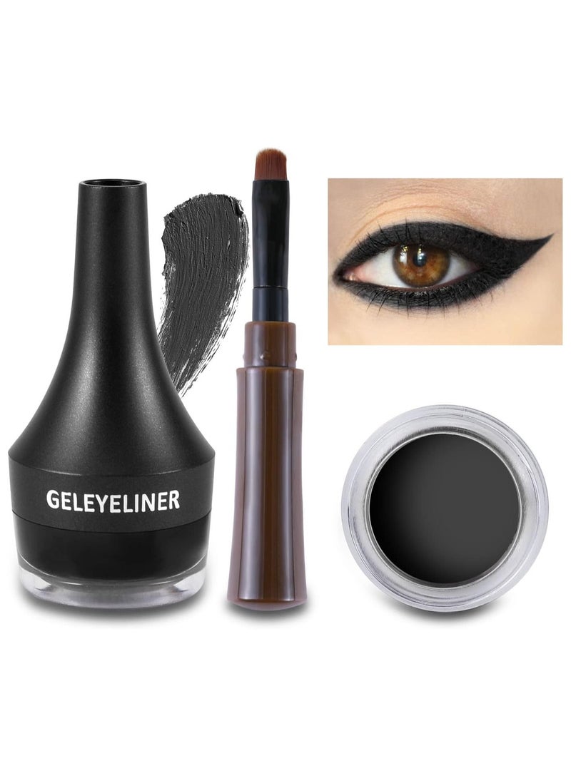 Magical Halo Soft Gel Eyeliner Waterproof Gel Eyeliner Pot Smudge Proof and Long Lasting Eyeliner High Pigment Smooth Cream Eyeliner Gel with Brush Easy to Apply Eyebrow Gel Pot Black 01 - Image 1