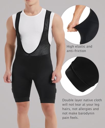 qualidyne Men's Cycling Bib Shorts 4D Padded Breathable Road Bike Bibs Biking Bicycle Shorts Black - Image 4