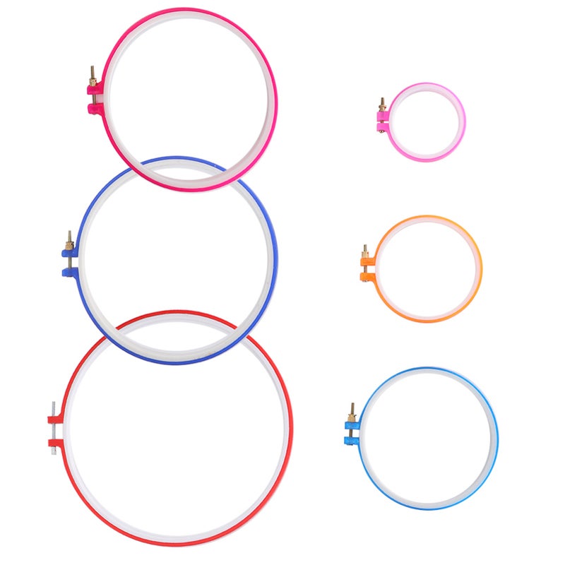 Embroidery Hoops Plastic Circle Cross Stitch Frame Set Adjustable DIY Sewing Tools - Image 1