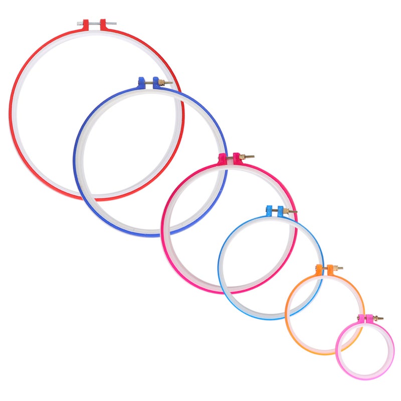 Embroidery Hoops Plastic Circle Cross Stitch Frame Set Adjustable DIY Sewing Tools - Image 4
