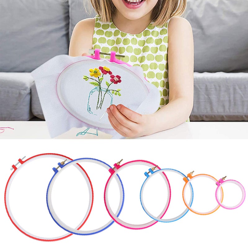 Embroidery Hoops Plastic Circle Cross Stitch Frame Set Adjustable DIY Sewing Tools - Image 5