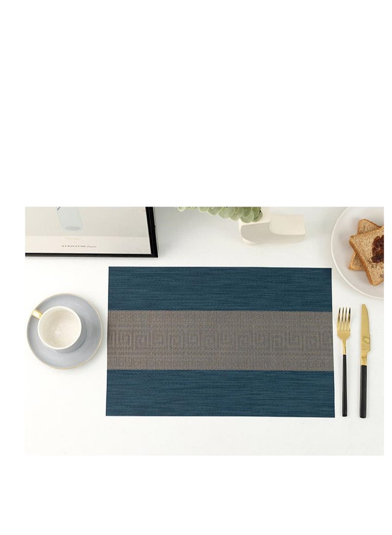 Golden Placemats for Dining Table: Set of 6 Washable Kitchen Table Mats Waterproof Vinyl Woven Place Mats, Heat Resistant Non-Slip PVC Table Placemat for Home Kitchen Restaurant Party Decoration 45 x 30 CM  - Image 1