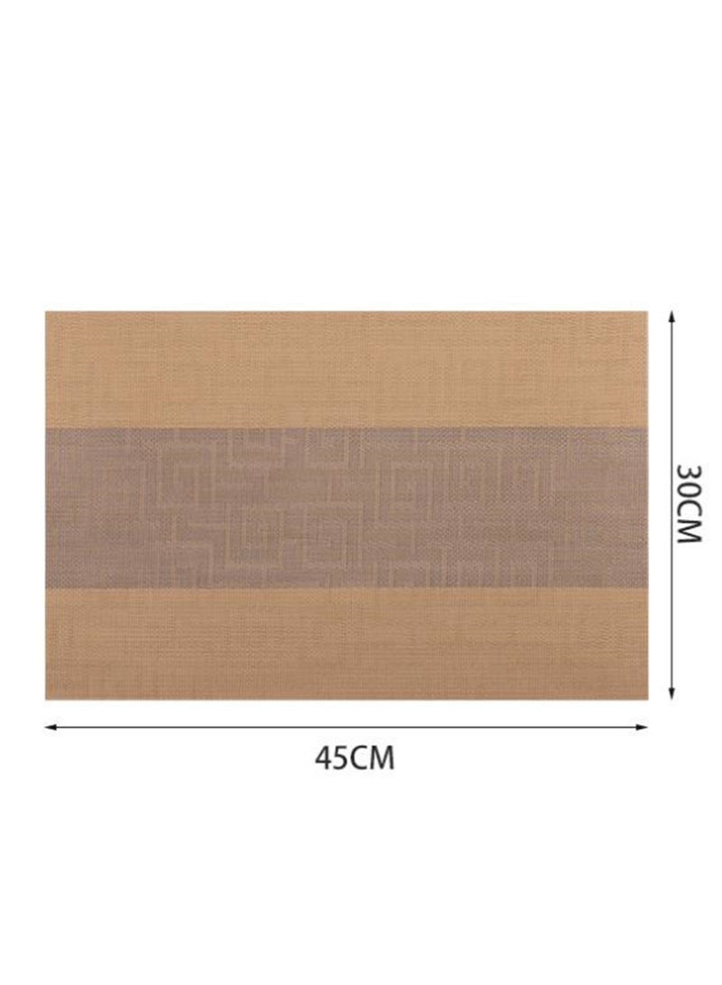 Golden Placemats for Dining Table: Set of 6 Washable Kitchen Table Mats Waterproof Vinyl Woven Place Mats, Heat Resistant Non-Slip PVC Table Placemat for Home Kitchen Restaurant Party Decoration 45 x 30 CM  - Image 2