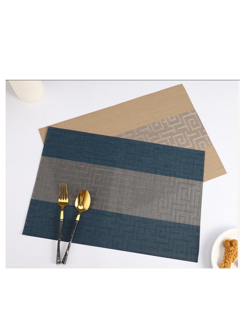 Golden Placemats for Dining Table: Set of 6 Washable Kitchen Table Mats Waterproof Vinyl Woven Place Mats, Heat Resistant Non-Slip PVC Table Placemat for Home Kitchen Restaurant Party Decoration 45 x 30 CM  - Image 3