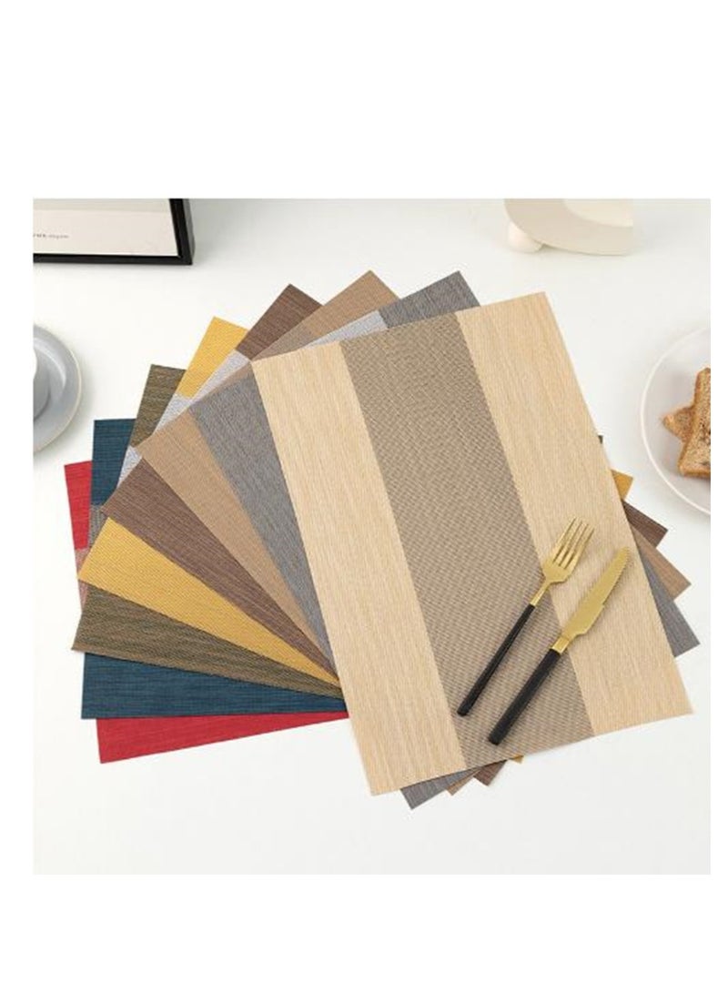 Golden Placemats for Dining Table: Set of 6 Washable Kitchen Table Mats Waterproof Vinyl Woven Place Mats, Heat Resistant Non-Slip PVC Table Placemat for Home Kitchen Restaurant Party Decoration 45 x 30 CM  - Image 4