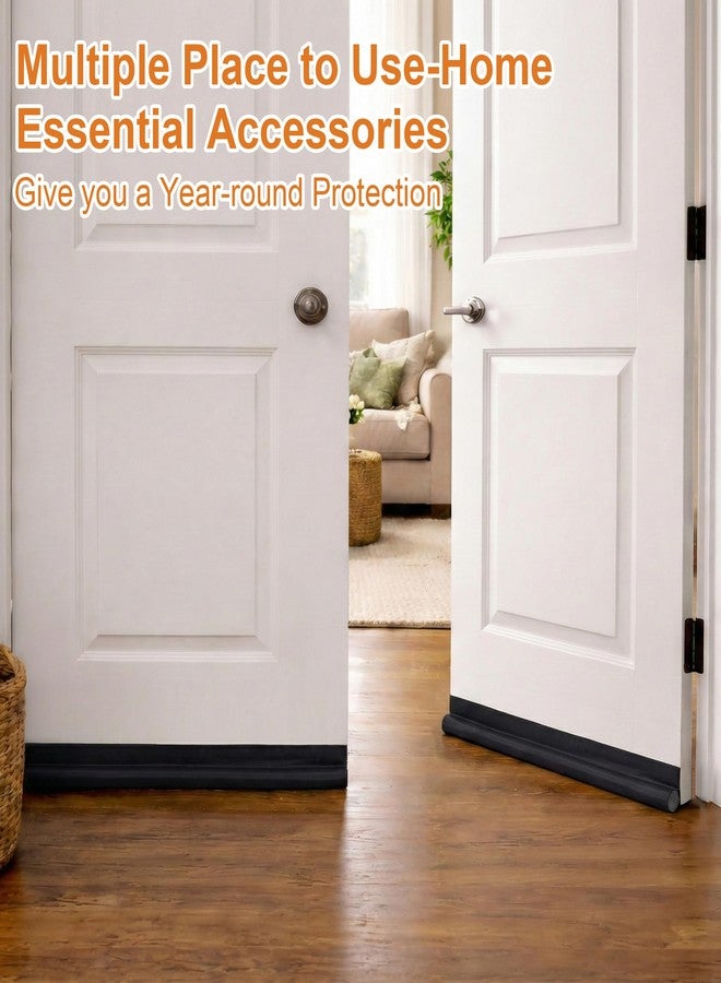 HomeProtect Door Draft Stopper 2 Pack Adjustable, Door Sweep for Bottom of Door, Weather Stripping Door Seal Interior & Exterior, Block Cold Air, Sound Light Dust, Easy to Install,32” Black - Image 3