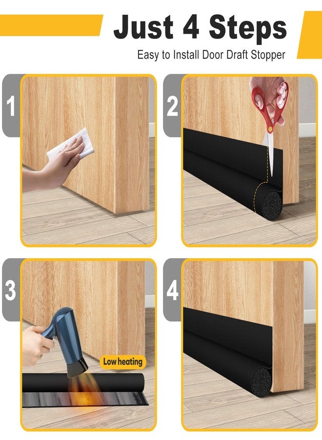 HomeProtect Door Draft Stopper 2 Pack Adjustable, Door Sweep for Bottom of Door, Weather Stripping Door Seal Interior & Exterior, Block Cold Air, Sound Light Dust, Easy to Install,32” Black - Image 5