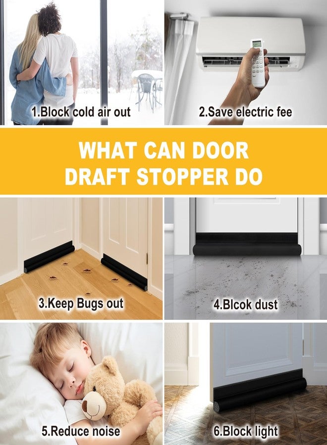 HomeProtect Door Draft Stopper 2 Pack Adjustable, Door Sweep for Bottom of Door, Weather Stripping Door Seal Interior & Exterior, Block Cold Air, Sound Light Dust, Easy to Install,32” Black - Image 4