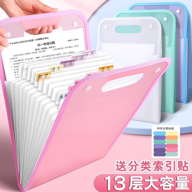A4 Paper Folder Storage Bag Student Subject Classification Storage Bag Portable Vertical Portable Organ Bag Folder File - Image 3