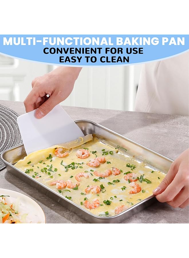 SAGREENY Baking Sheet Pans Set Stainless Steel Pan Cookie Sheets For Baking Bakeware Sets 4Pcs Stainless Steel Baking Pans Set For Oven, Rectangle Baking Tray For Cooking Roasting - Image 4