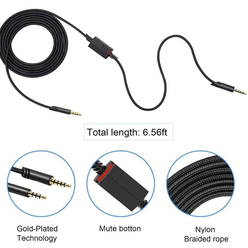 كابل بديل لسماعة A40، متوافق مع سماعة Astro Headset، يحتوي على خاصية إيقاف الصوت (Mute)، مناسب لسماعات الألعاب A10/A40/A40TR، ويعمل مع أجهزة PS5 وPS4 ووحدات تحكم Xbox، طول الكابل 6.5 قدم. - Image 5