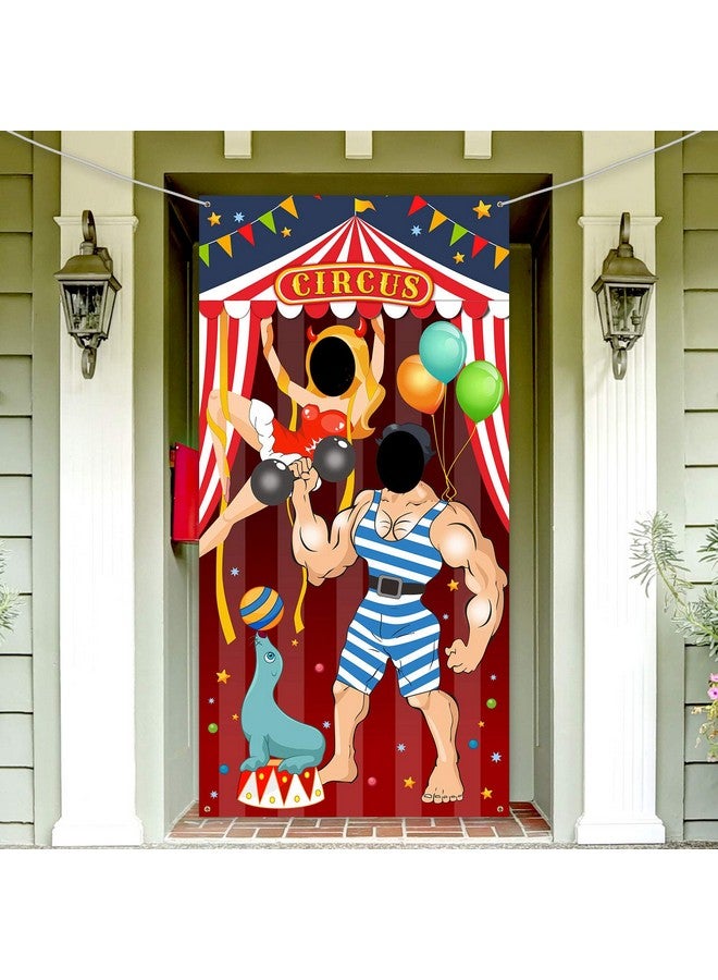 Blulu Carnival Circus Party Decoration Carnival Photo Door Banner Backdrop Props, Large Photo Door Banner For Carnival Circus Party Decor Game Supplies (Hercules) - Image 1