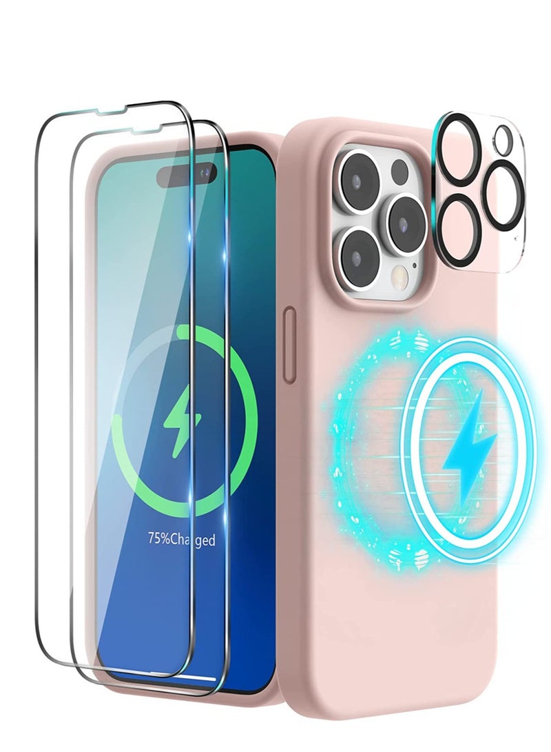 ELTRAZONE Magnetic Case Designed for iPhone 14 Pro Max Case 6.7 inch (2022), Compatible with MagSafe, Liquid Silicone Phone Case for iPhone 14 Pro Max, Chakl Pink - Image 1