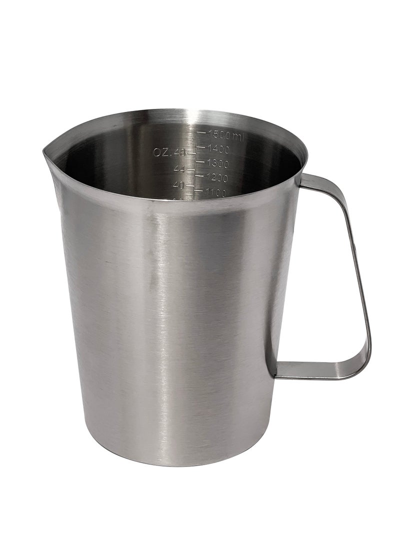 Morlife Stainless Steel Measuring Cup, 3 Measurement Scales, Including Cup Scale, ML Scale, Ounce Scale, Measuring Cup with Marking with Handle 48 OZ , 1500 ml （Silver） - Image 1
