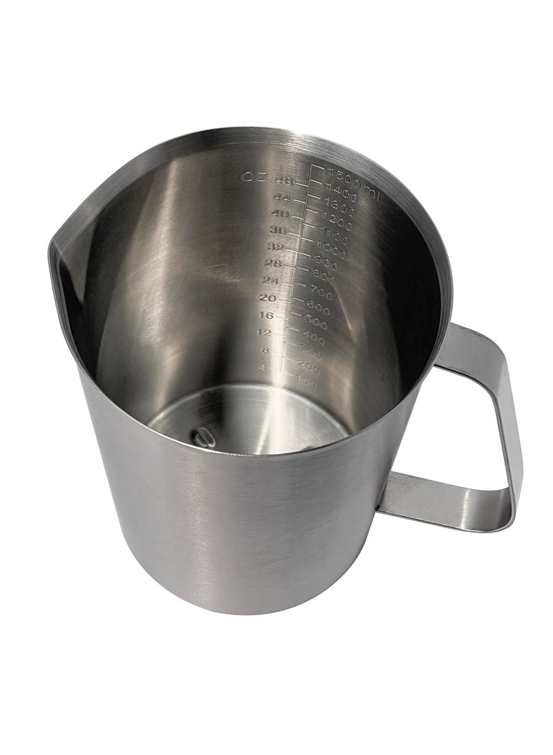 Morlife Stainless Steel Measuring Cup, 3 Measurement Scales, Including Cup Scale, ML Scale, Ounce Scale, Measuring Cup with Marking with Handle 48 OZ , 1500 ml （Silver） - Image 2
