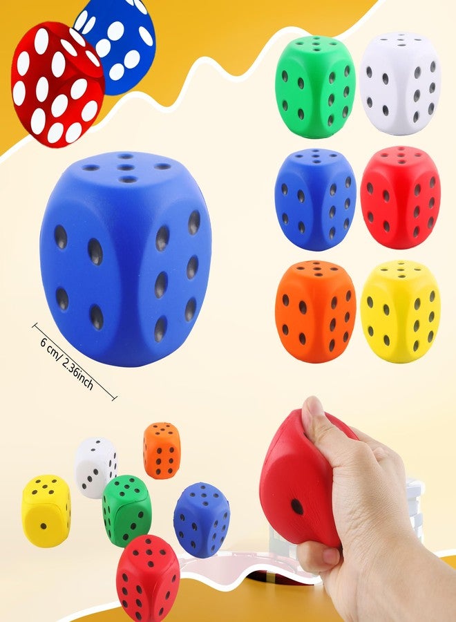 Cotiny 6 Pack Colorful PU Foam Dice 2.36 Inch Soft Jumbo Dice for Learning Indoor Board Game Birthday Casino Themed Party Decorations, 6 Colors (Color Set 2) - Image 2