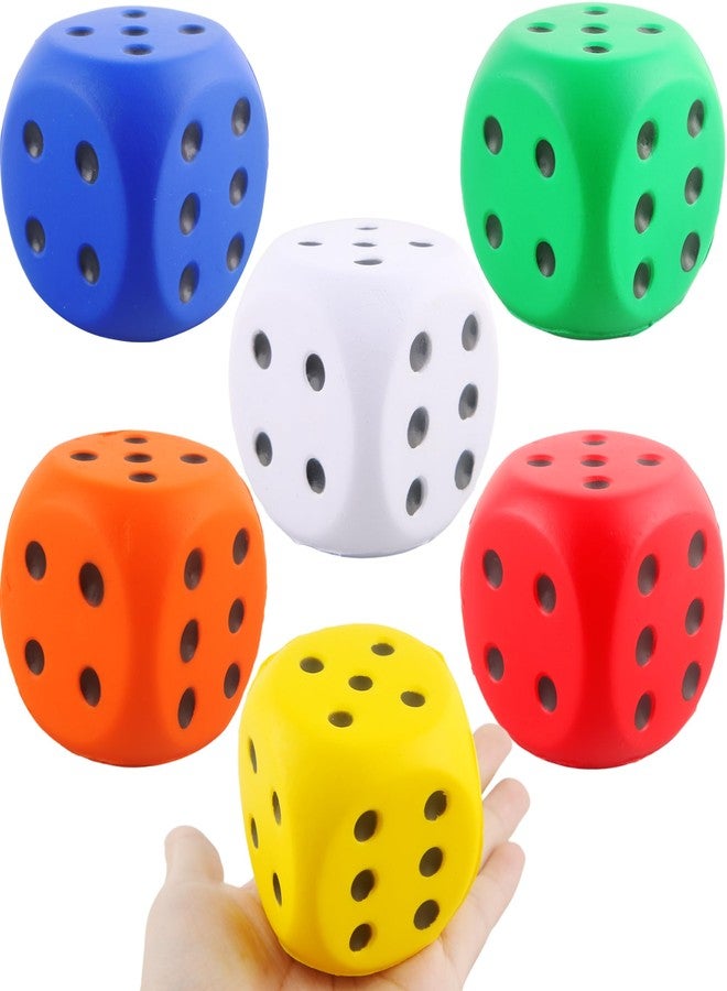Cotiny 6 Pack Colorful PU Foam Dice 2.36 Inch Soft Jumbo Dice for Learning Indoor Board Game Birthday Casino Themed Party Decorations, 6 Colors (Color Set 2) - Image 1