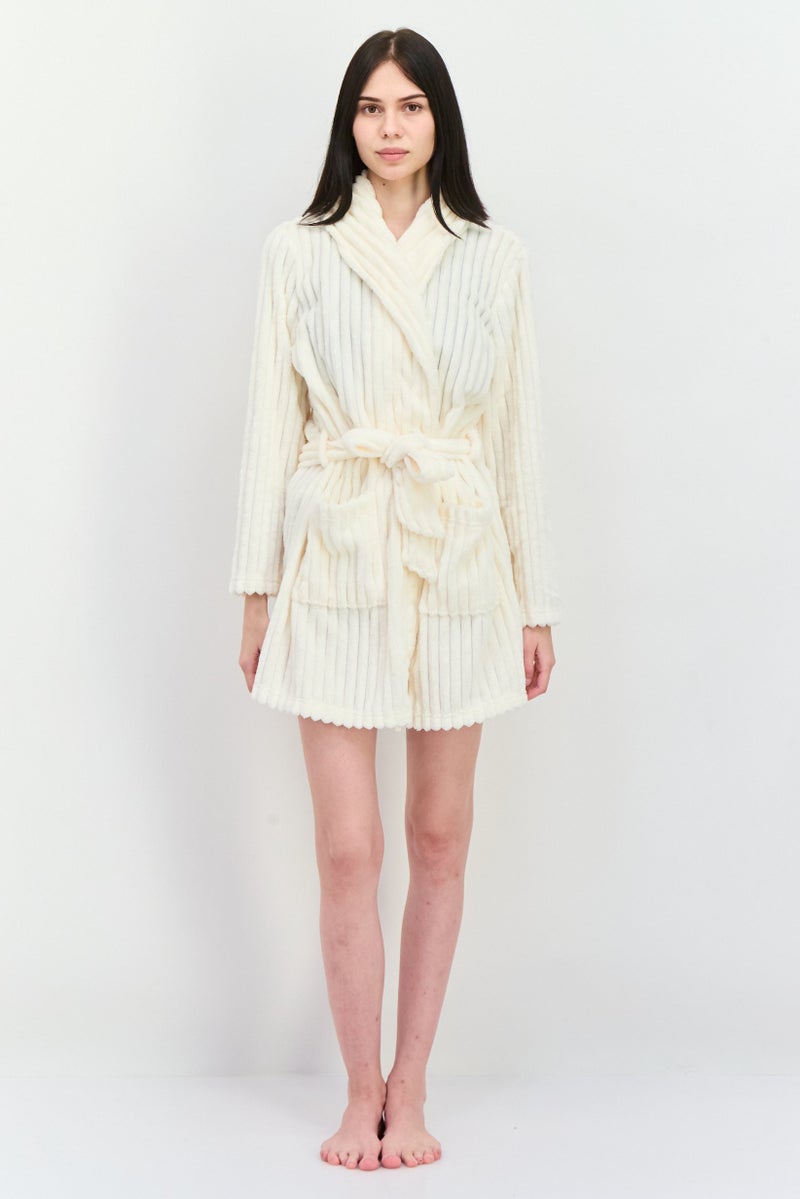 Tahari عباءة نسائية مزخرفة بحزام، عاجي - Image 4