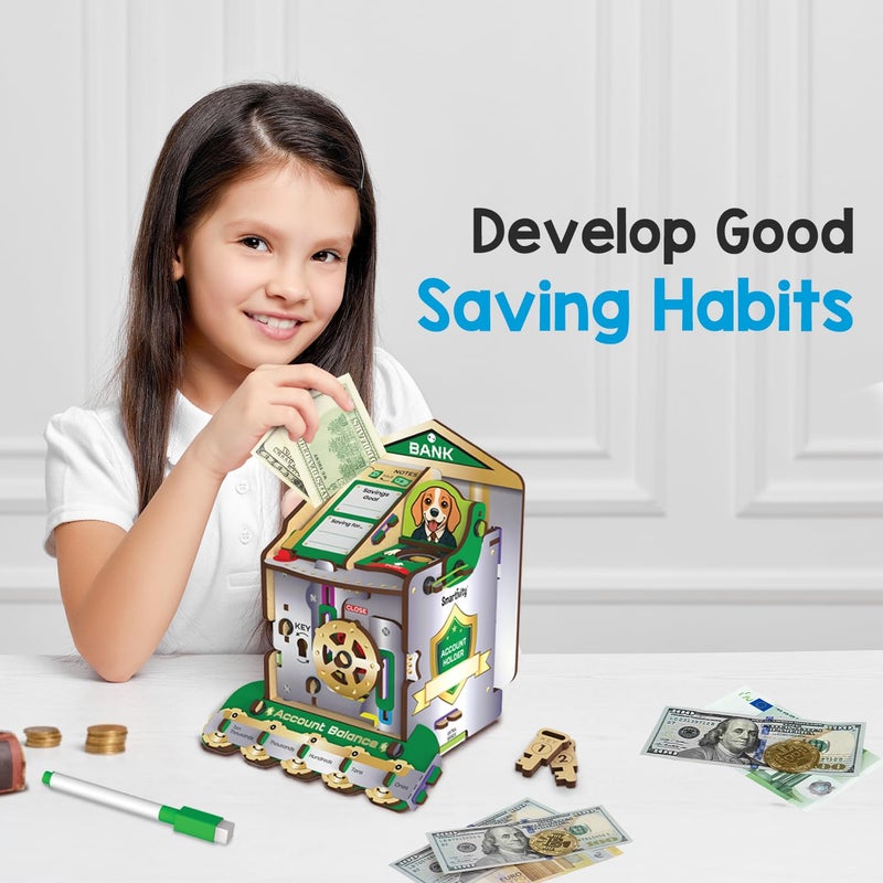 Smartivity حصالة DIY للأطفال من 6-12 سنة | نظام قفل خزنة، 2 مفتاح | تخزين العملات والأوراق النقدية | هدية عيد ميلاد ذكية للأولاد والبنات | لعبة للأعمار 6،7،8،9،10،11،12 - Image 5