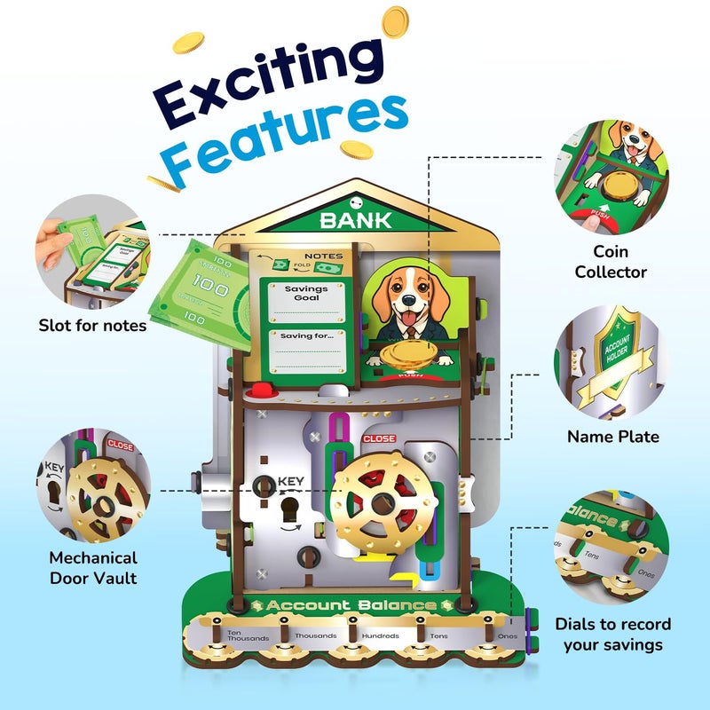 Smartivity حصالة DIY للأطفال من 6-12 سنة | نظام قفل خزنة، 2 مفتاح | تخزين العملات والأوراق النقدية | هدية عيد ميلاد ذكية للأولاد والبنات | لعبة للأعمار 6،7،8،9،10،11،12 - Image 2