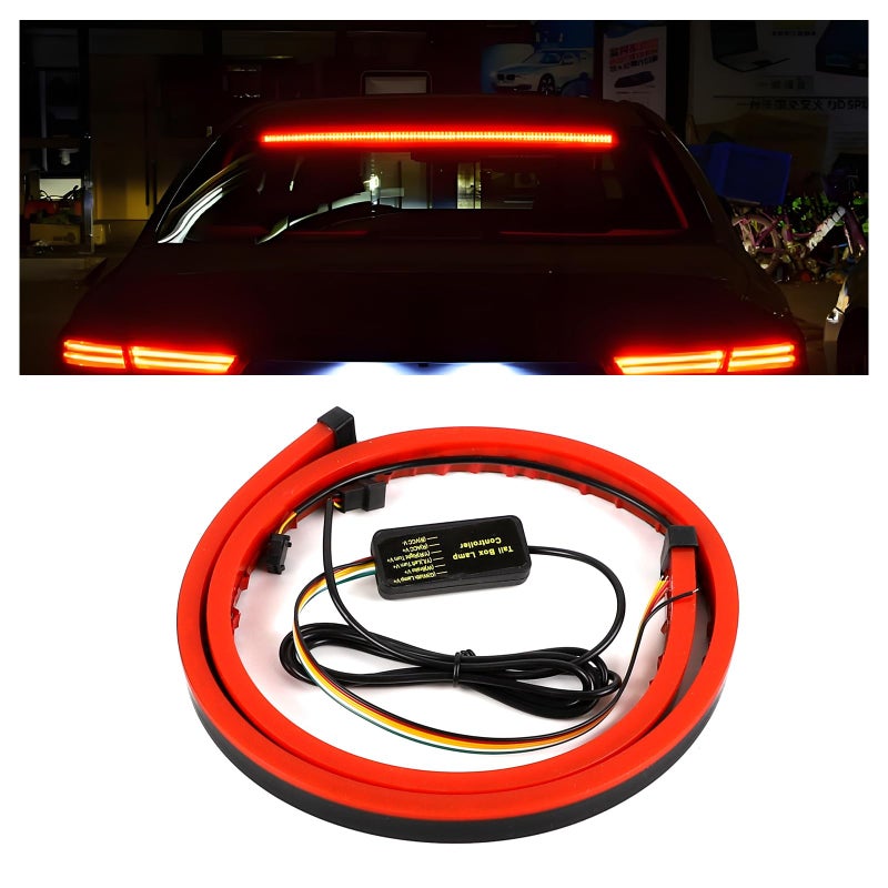 Hbxdeco LED Brake Strip Light for Car, 35 Inch Car LED Third Brake Light Strip Bar, 114 LEDs DC12V High Mount Stop Brake Light Bar, Universal Vehicle Flexible 3rd Brake Light Strip - Image 1