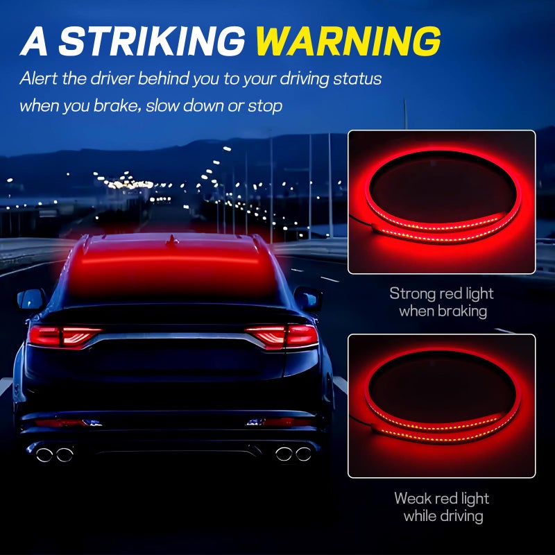 Hbxdeco LED Brake Strip Light for Car, 35 Inch Car LED Third Brake Light Strip Bar, 114 LEDs DC12V High Mount Stop Brake Light Bar, Universal Vehicle Flexible 3rd Brake Light Strip - Image 3