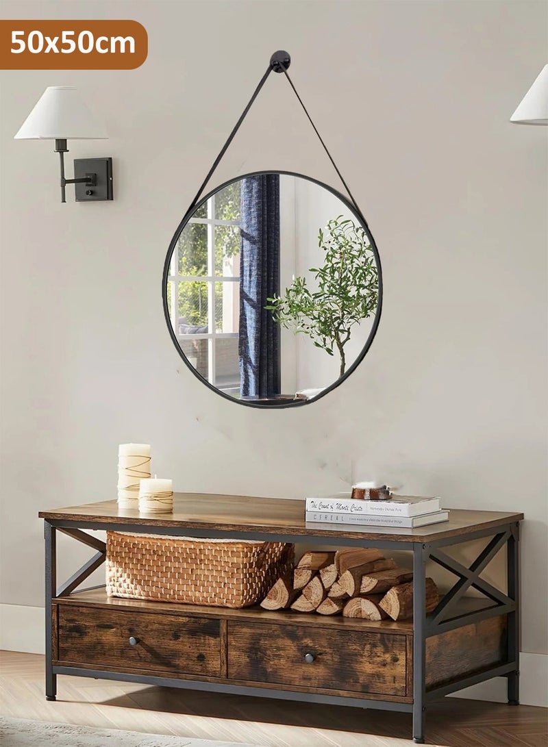 تايمي مرآة تزين بتصميم أنيق 50سم - مرآة مكياج بإطار معدني أسود - تصميمها الرائع مناسب لغرفة الملابس وغرفة المعيشة وغرفة النوم والديكور - Image 1