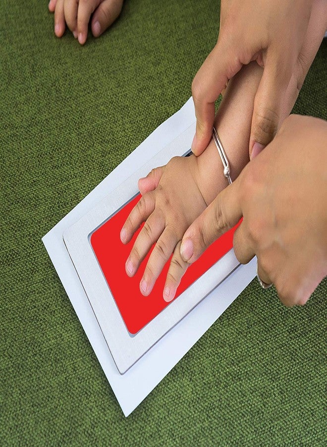 Desi Rang Baby Hand and Footprint kit, Foot and Handprint, Hand Foot Impression Print DIY, No Touch, Safe Non Toxic Ink pad, Color : Red - Image 2