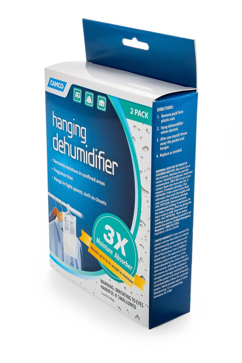 Camco 44286 Fragrance Free Hanging Dehumidifier-Convenient Hook Absorbs up to 3x Its Weight in Water, Reduces Moisture and Humidity in Closets and Tightly Confined Spaces, 2 Pack - Image 2