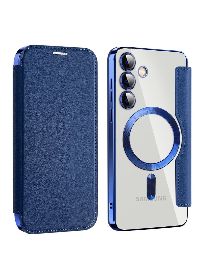 Captaintech Leather Flip Samsung S24 Plus Case for Samsung 2024 Personalized Texture Leather Flip Phone Case, Flip Leather Case for Samsung with Credit Card Holder  - Image 1