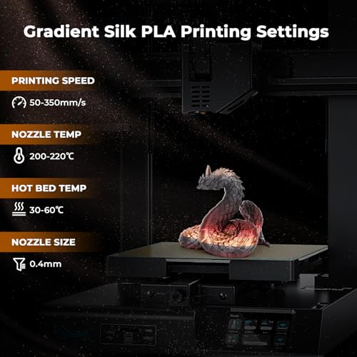 AMOLEN PLA 3D Printer Filament, PLA Filament 1.75mm Silk Black Shiny Red Gold Filament, 3D Printing Filament 1KG/2.2lb - Image 4