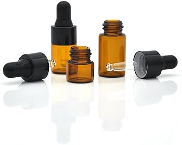 Upstore 24PCS Empty Refill Mini Amber Glass Essential Oil Dropper Bottle Jars Packing Vials with Black Rubber Cap Cosmetic Perfume Sample Liquid Storage Holder Containder Makepup Beauty Tool2ml - Image 5