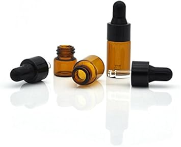 Upstore 24PCS Empty Refill Mini Amber Glass Essential Oil Dropper Bottle Jars Packing Vials with Black Rubber Cap Cosmetic Perfume Sample Liquid Storage Holder Containder Makepup Beauty Tool2ml - Image 4