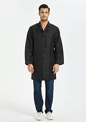 VOGRYE Professional Lab Coat for Women Men Long Sleeve, Black, Unisex - Image 4