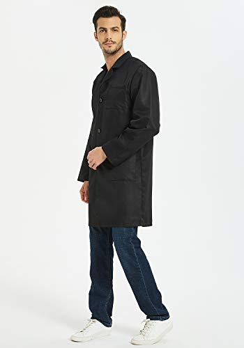 VOGRYE Professional Lab Coat for Women Men Long Sleeve, Black, Unisex - Image 5