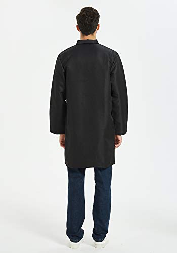 VOGRYE Professional Lab Coat for Women Men Long Sleeve, Black, Unisex - Image 3