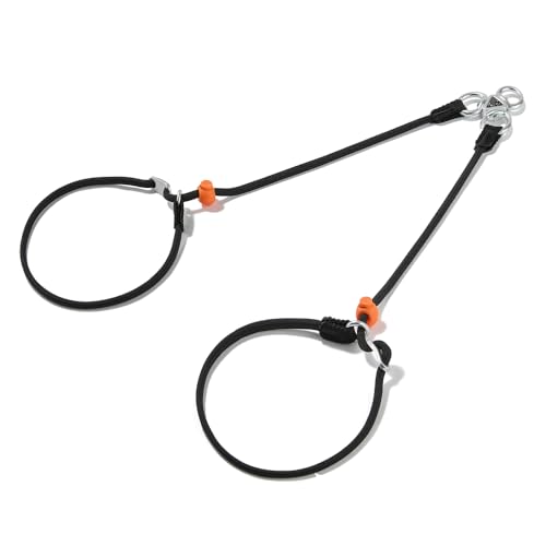 Howgo Double Slip Leash Slip Lead | Dual Dog Lead for 2 Dogs,360° Swivel No Tangle | Dog Training Nylon Leash and Collar | Double Clip Coupler and Splitter | Lightweight Aluminum (Black, 3FT) - Image 1