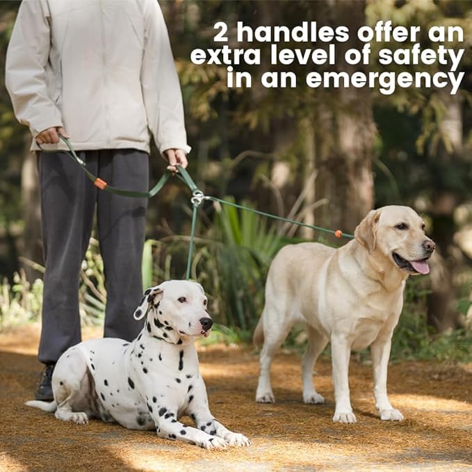 Howgo Double Slip Leash Slip Lead | Dual Dog Lead for 2 Dogs,360° Swivel No Tangle | Dog Training Nylon Leash and Collar | Double Clip Coupler and Splitter | Lightweight Aluminum (Black, 3FT) - Image 2