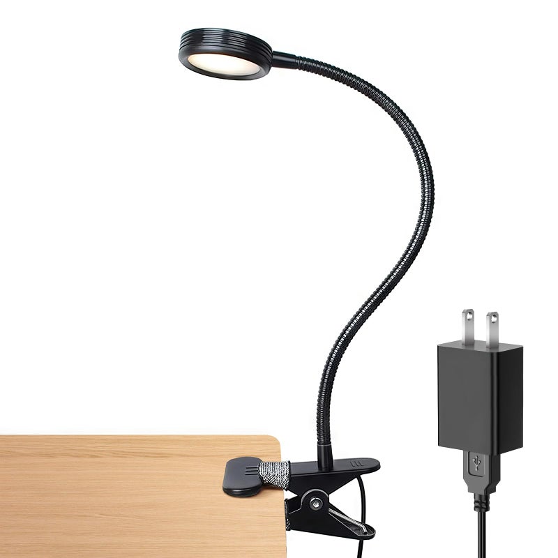 LEPOWER Clip on Light/Reading Light/Book Light Color Changeable/Night Light Clip on for Desk, Bed Headboard and Computers, Adapter Included (Black) - Image 1