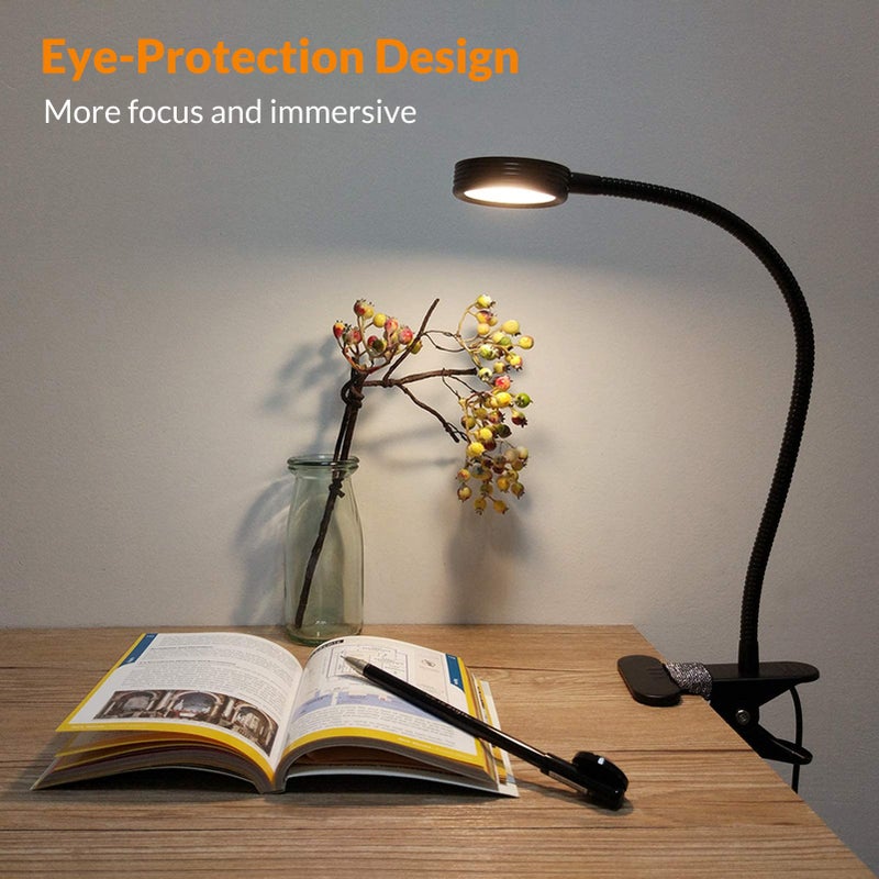 LEPOWER Clip on Light/Reading Light/Book Light Color Changeable/Night Light Clip on for Desk, Bed Headboard and Computers, Adapter Included (Black) - Image 5