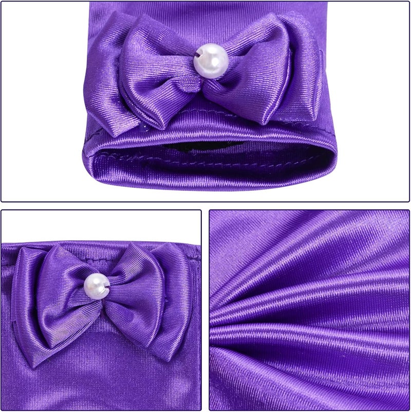 Yolyoo Girls Princess Gloves,Girl White Long Satin Princess Dress Up Diamonds Bows Gloves for Birthday,Wedding, Costume Party - Image 3
