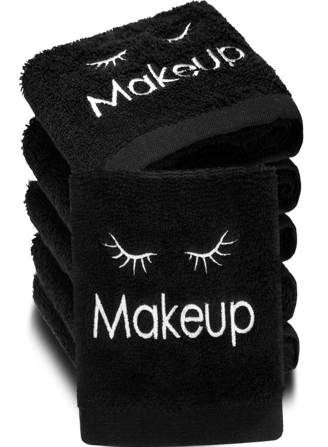 Shimeyao 13x13 Inch Makeup Washcloths Reusable Makeup Remover Cloths Facial Cleansing Towels Cotton Cosmetic Towel Water Absorbent Cloth Face Towels for Women Skin Care, Black (6 Pcs,Classic Style) - Image 1