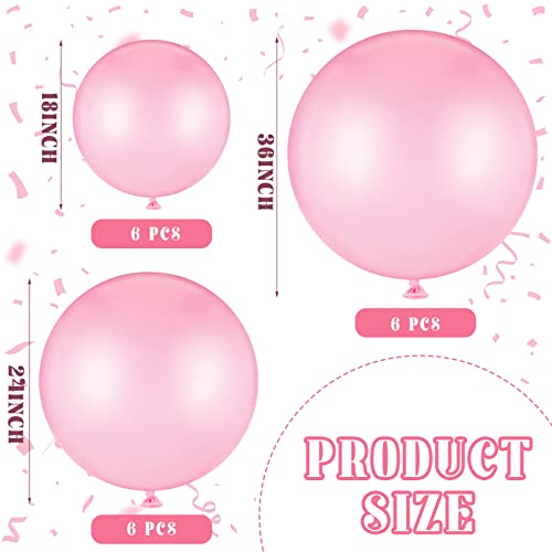 Charnoel 18 Pack 1824 36 Inch Balloons Large Latex Giant Round Big Macaron Balloons for Wedding Birthday Party Baby Shower DecorationsPink - Image 5