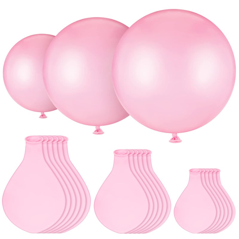 Charnoel 18 Pack 1824 36 Inch Balloons Large Latex Giant Round Big Macaron Balloons for Wedding Birthday Party Baby Shower DecorationsPink - Image 3
