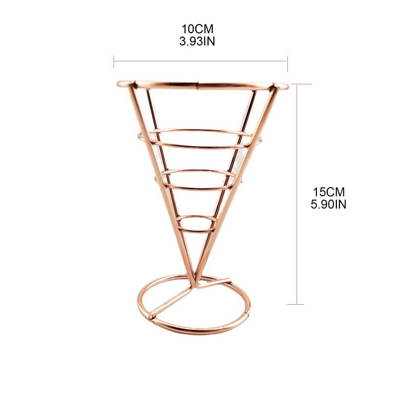 Black Metal Wire Cone Basket French Fry Chips Stand Home Outdoor Event Display Rack - Image 3